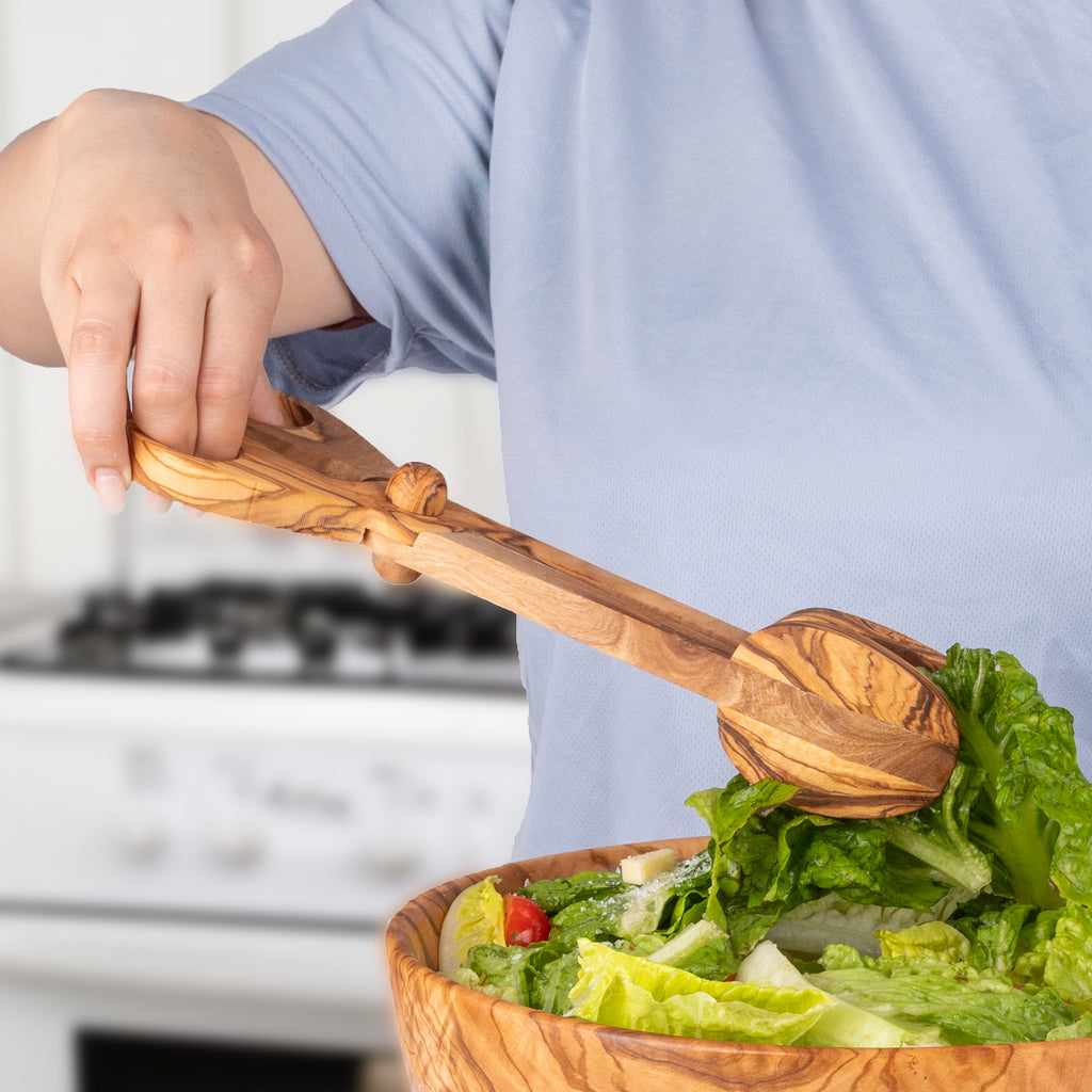 Olive Wood Salad tongs / BBQ tongs