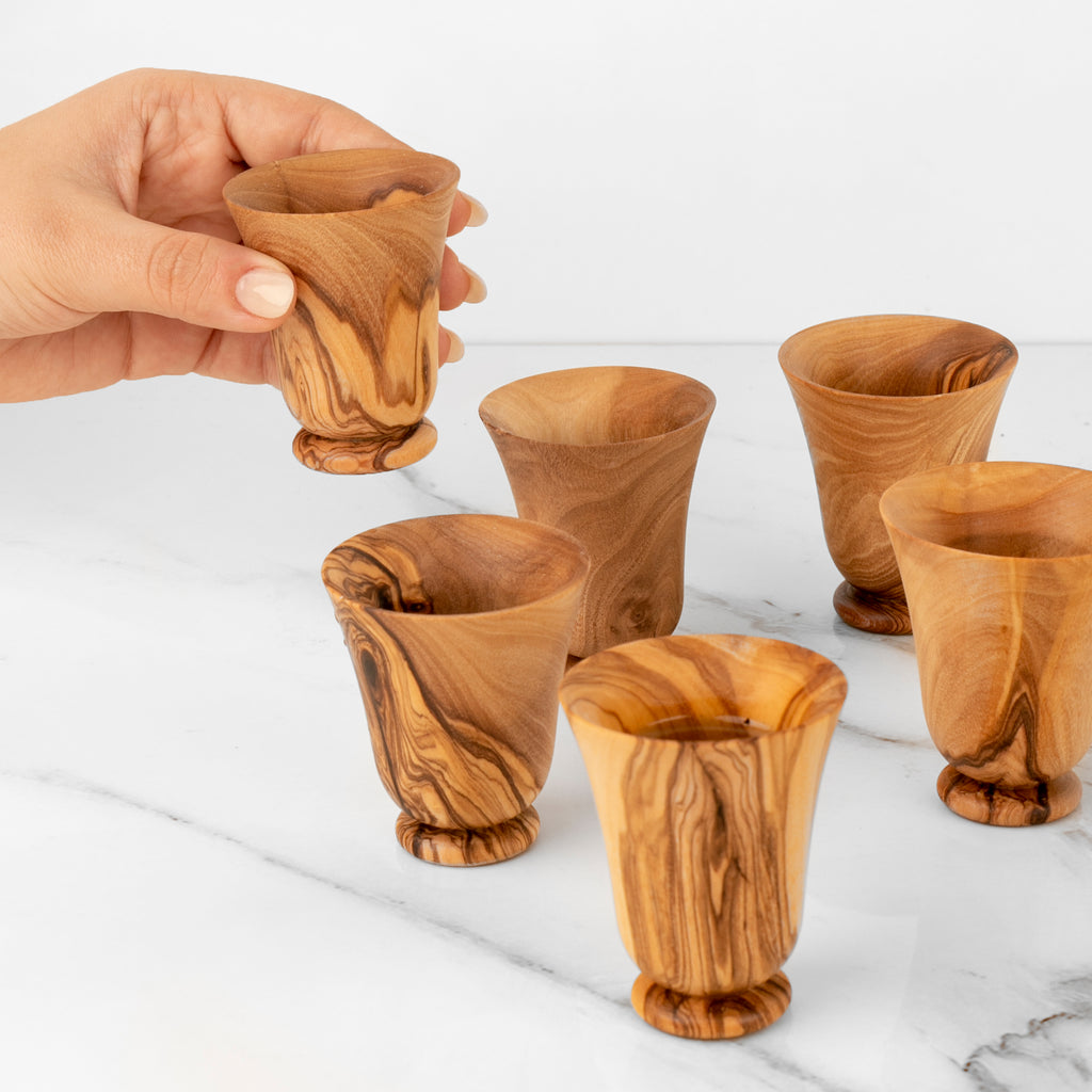 Handcrafted Olive Wood Shot Goblet