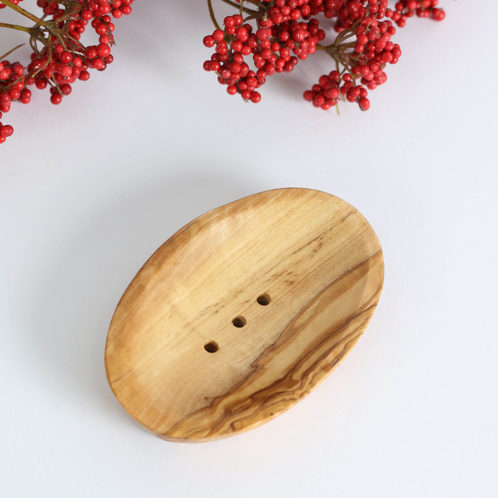 Handmade Olive Wood Soap Dish, Oval