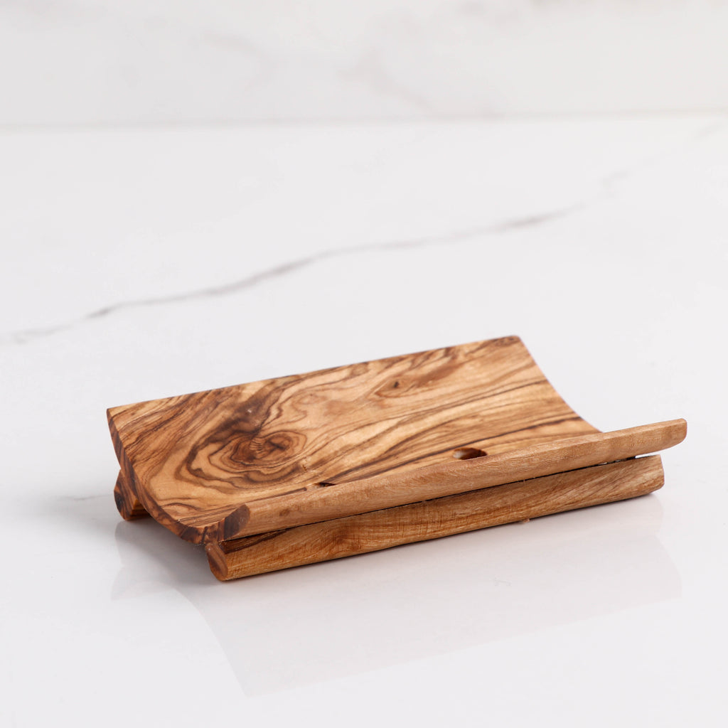 Rectangular Olive Wood Soap Dish Handcrafted
