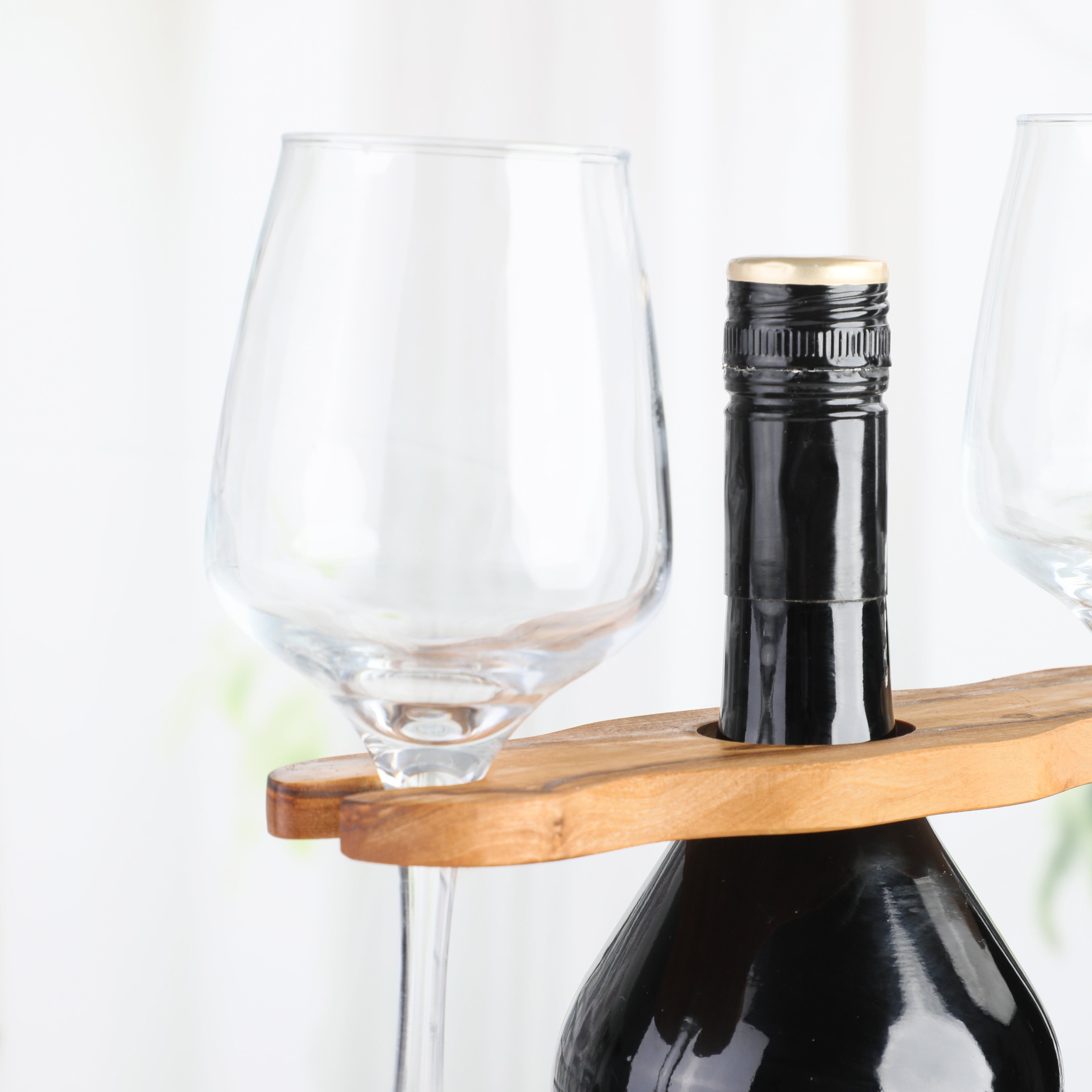 Olive Wood Glass Bottle Holder Bar Organizer Handcrafted