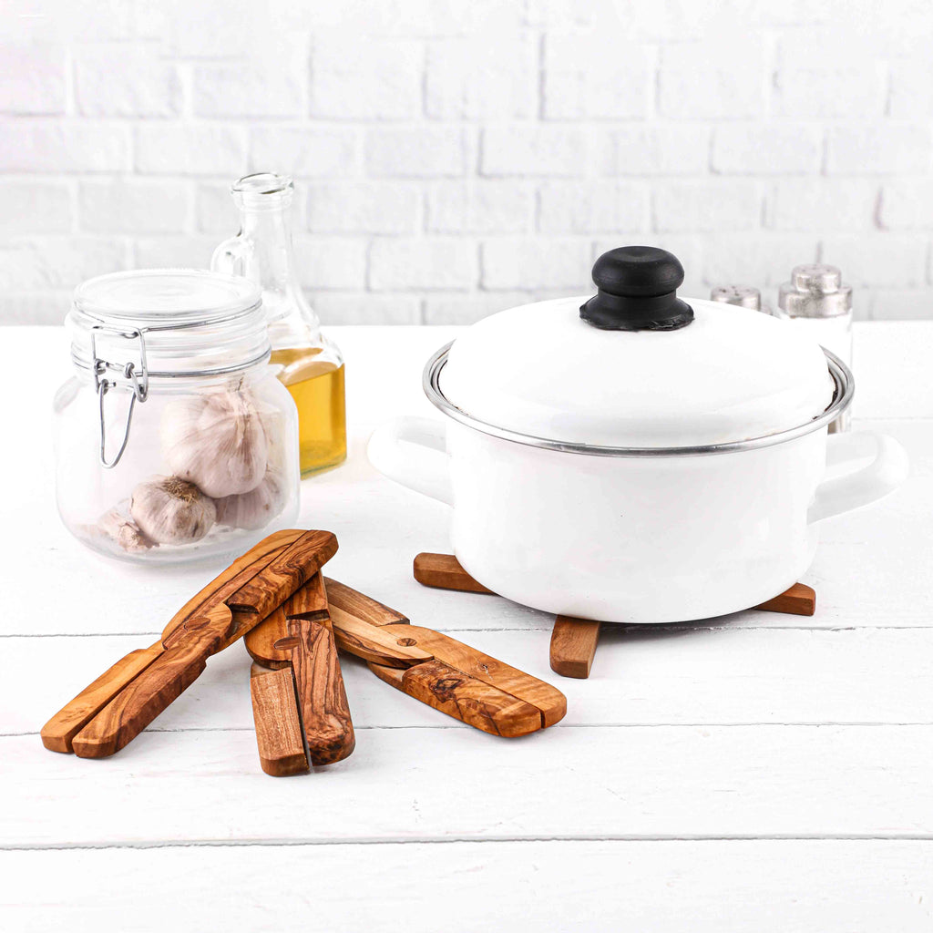 Olive Wood Pot Trivet Handcrafted