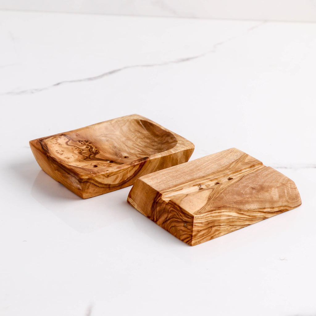Set of 3 Olive Wooden Soap Dishes, Handmade