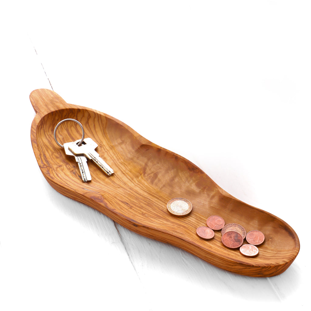 Handmade Olive Wood Leaf-Shaped Dish