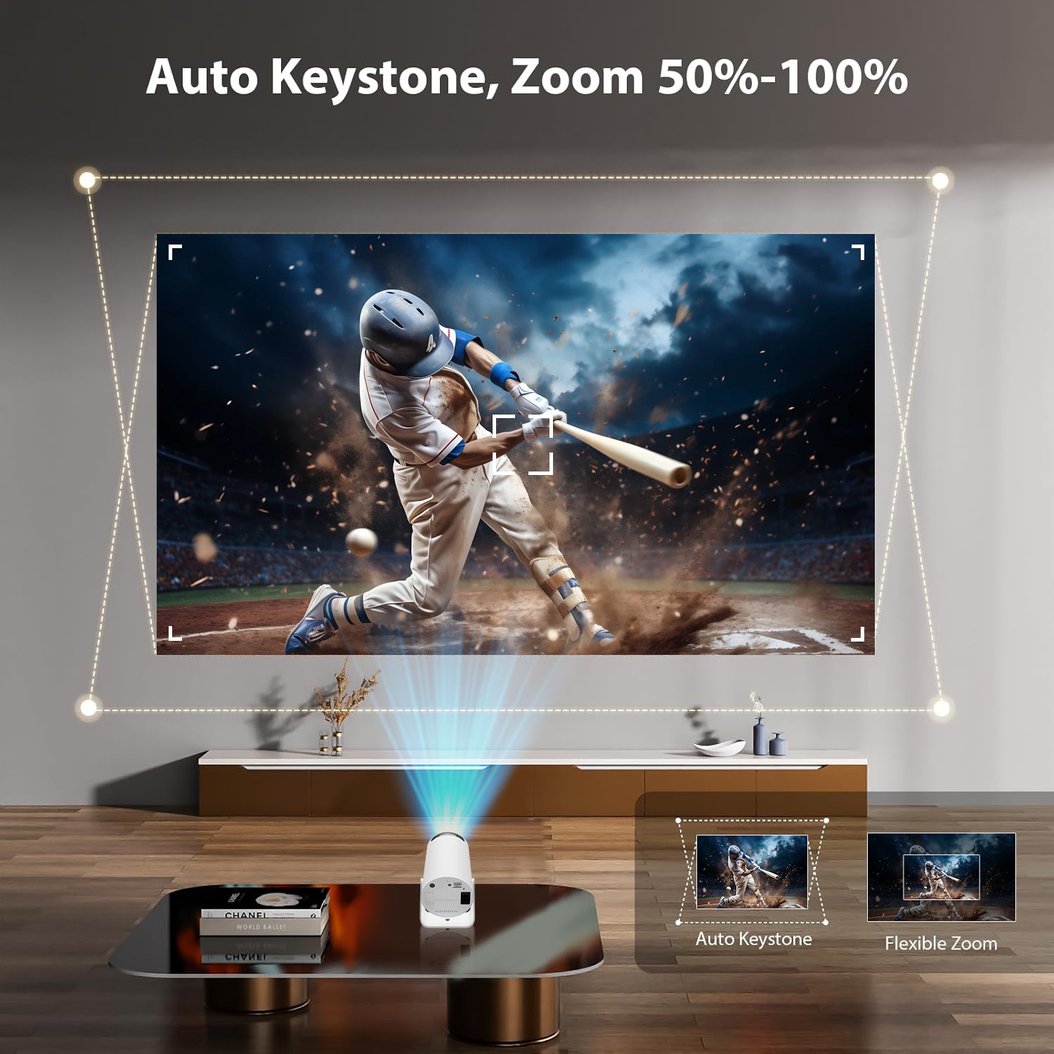 OLYMMONS HY300PRO Mini Projector 260 ANSI Lumens WiFi 6 1080P