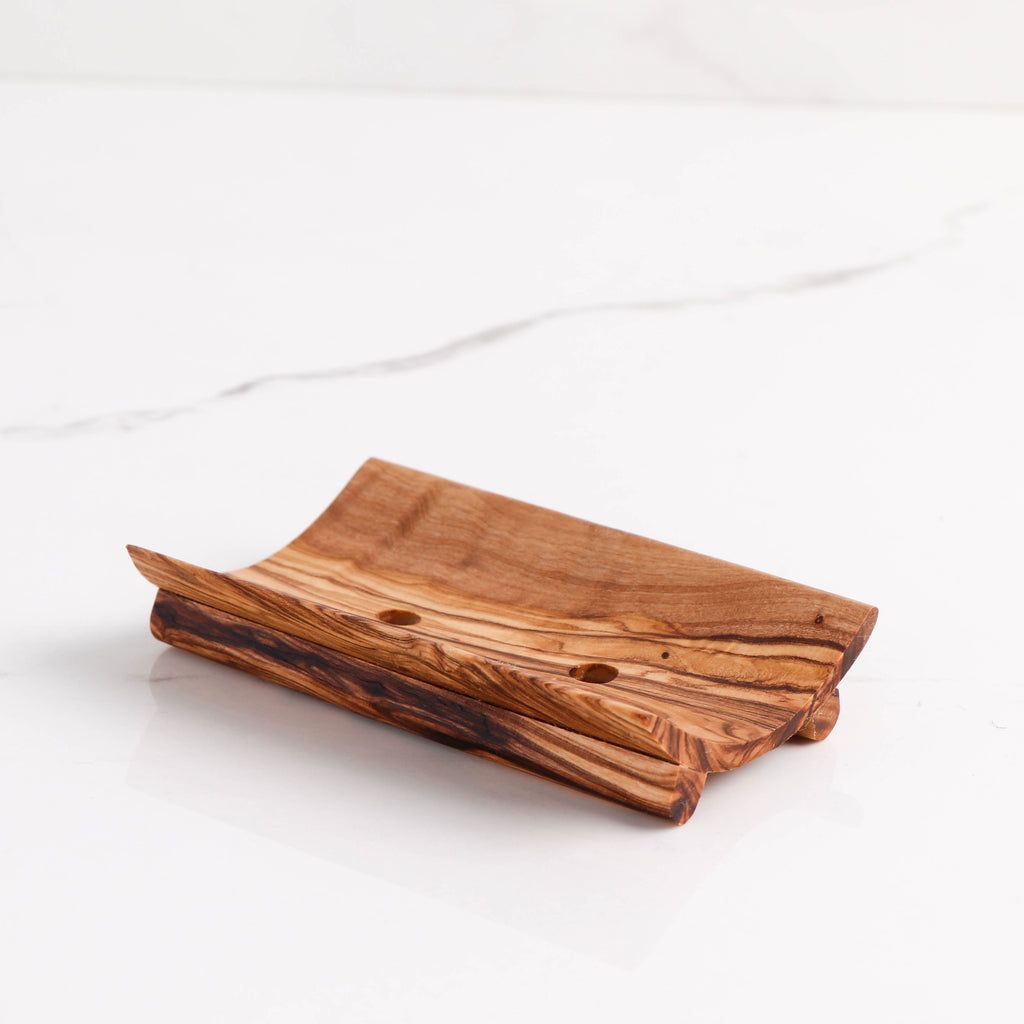 Rectangular Olive Wood Soap Dish Handcrafted