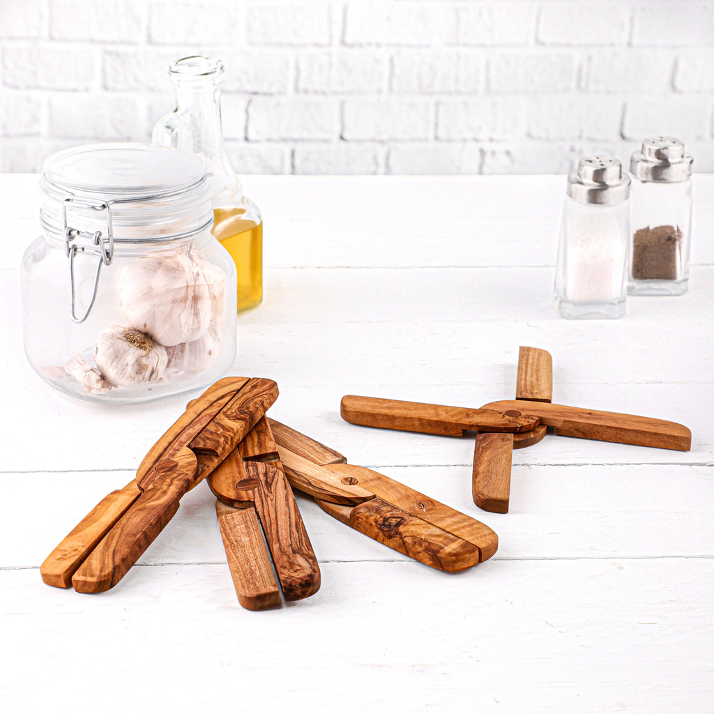 Olive Wood Pot Trivet Handcrafted