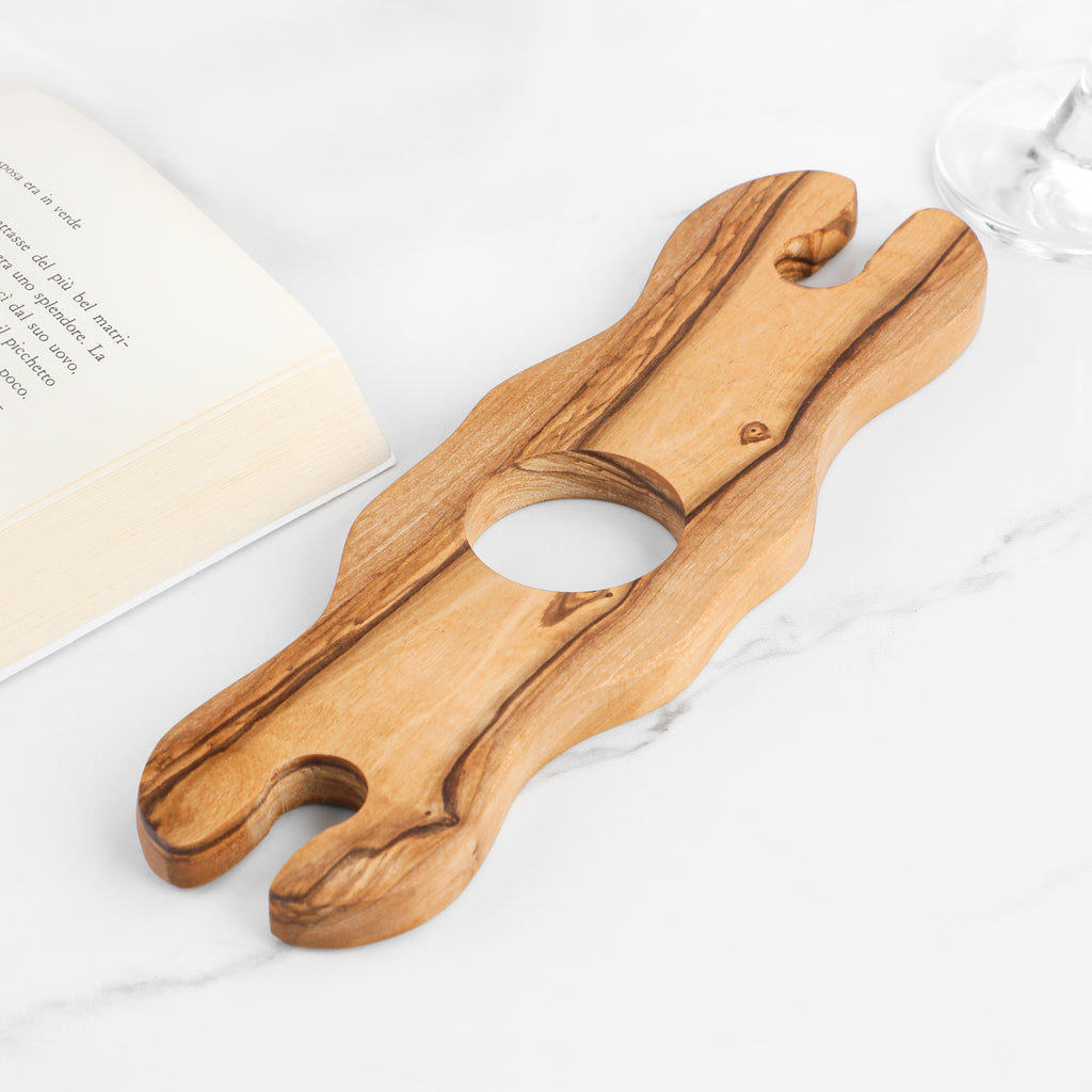Olive Wood Glass Bottle Holder Bar Organizer Handcrafted