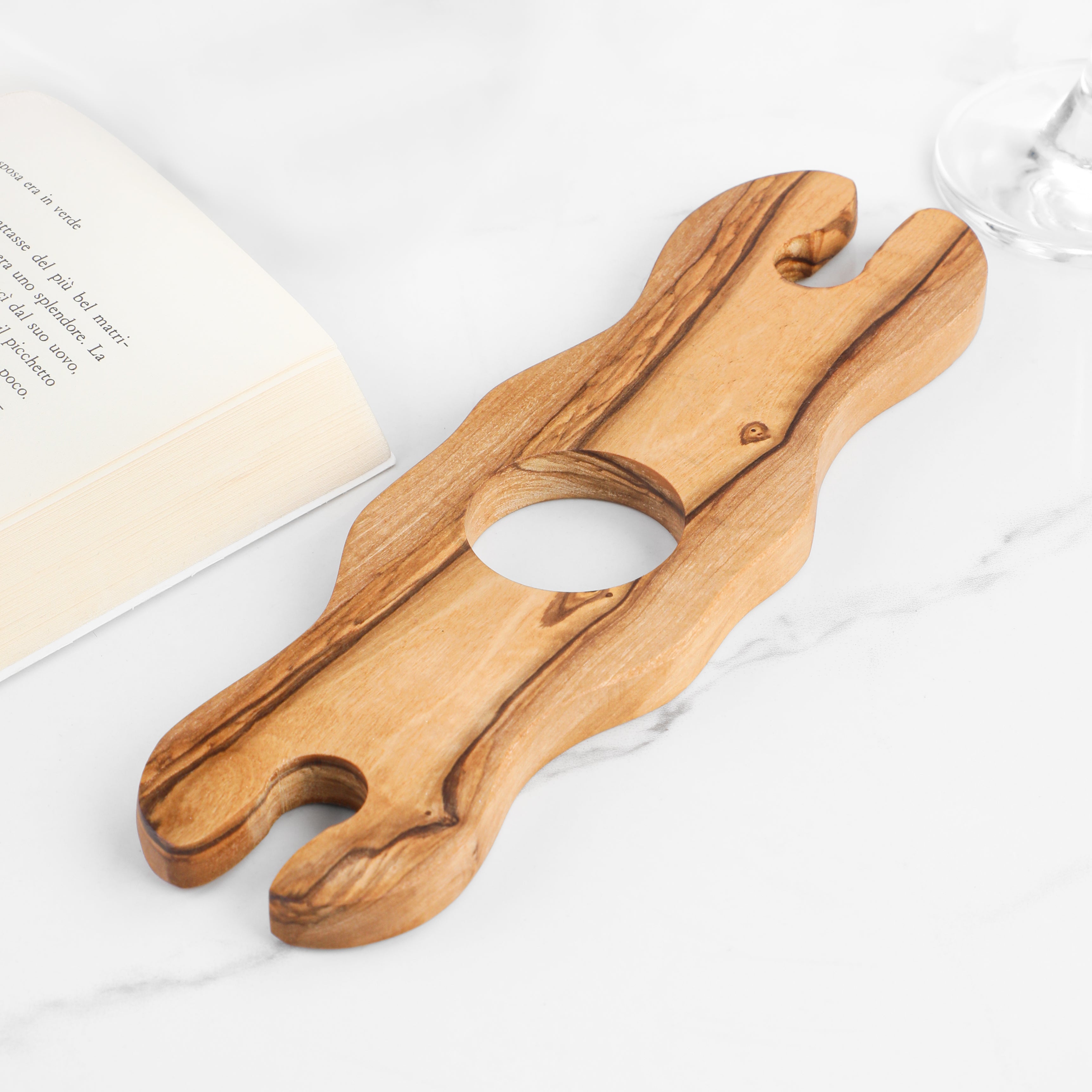 Olive Wood Glass Bottle Holder Bar Organizer Handcrafted