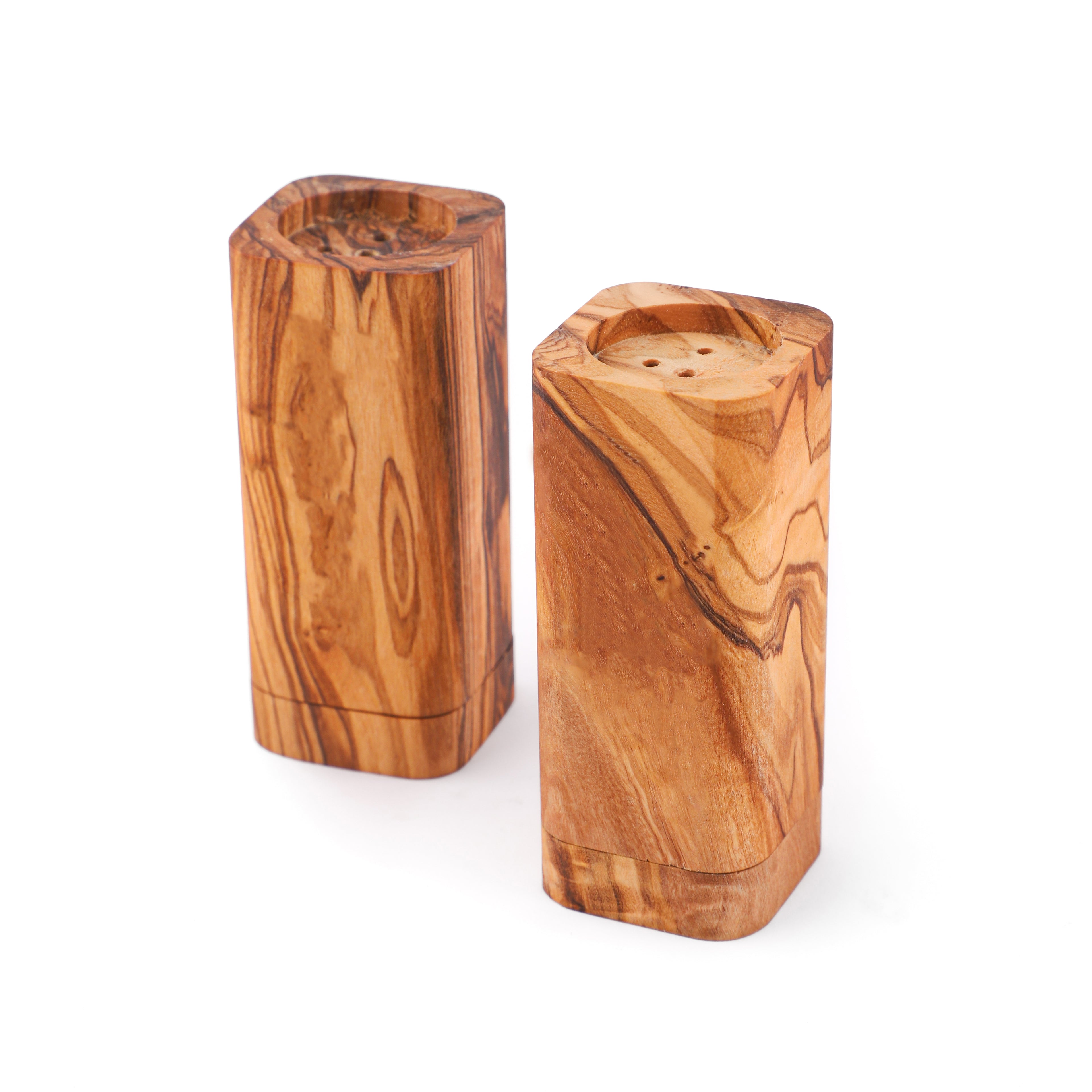 Rustic Olive Wood Salt Pepper Shakers Handcrafted
