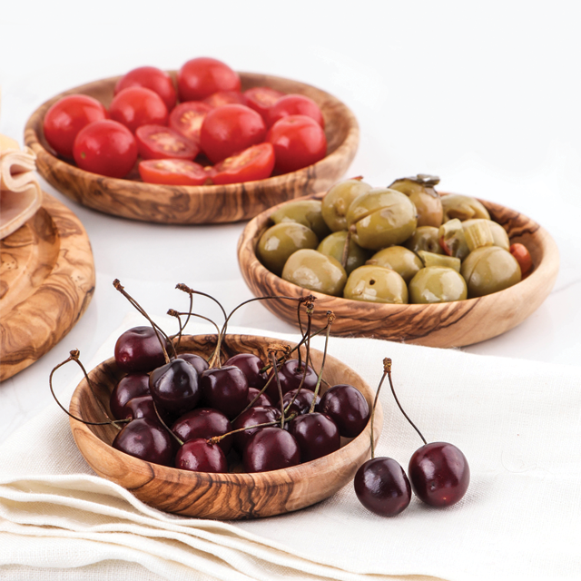 Olivenholz Dipping Schalen 3er Set Rund Tunesisch Handgefertigt