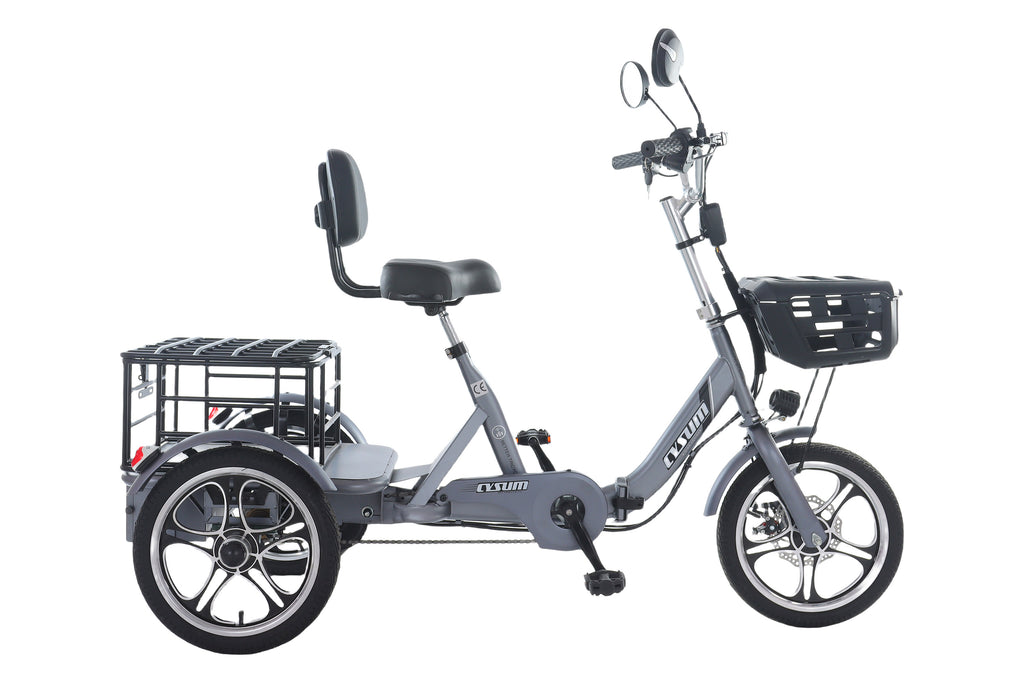 Foldable Cargo E-Trike 48V 400W – 16" Electric Tricycle for Seniors