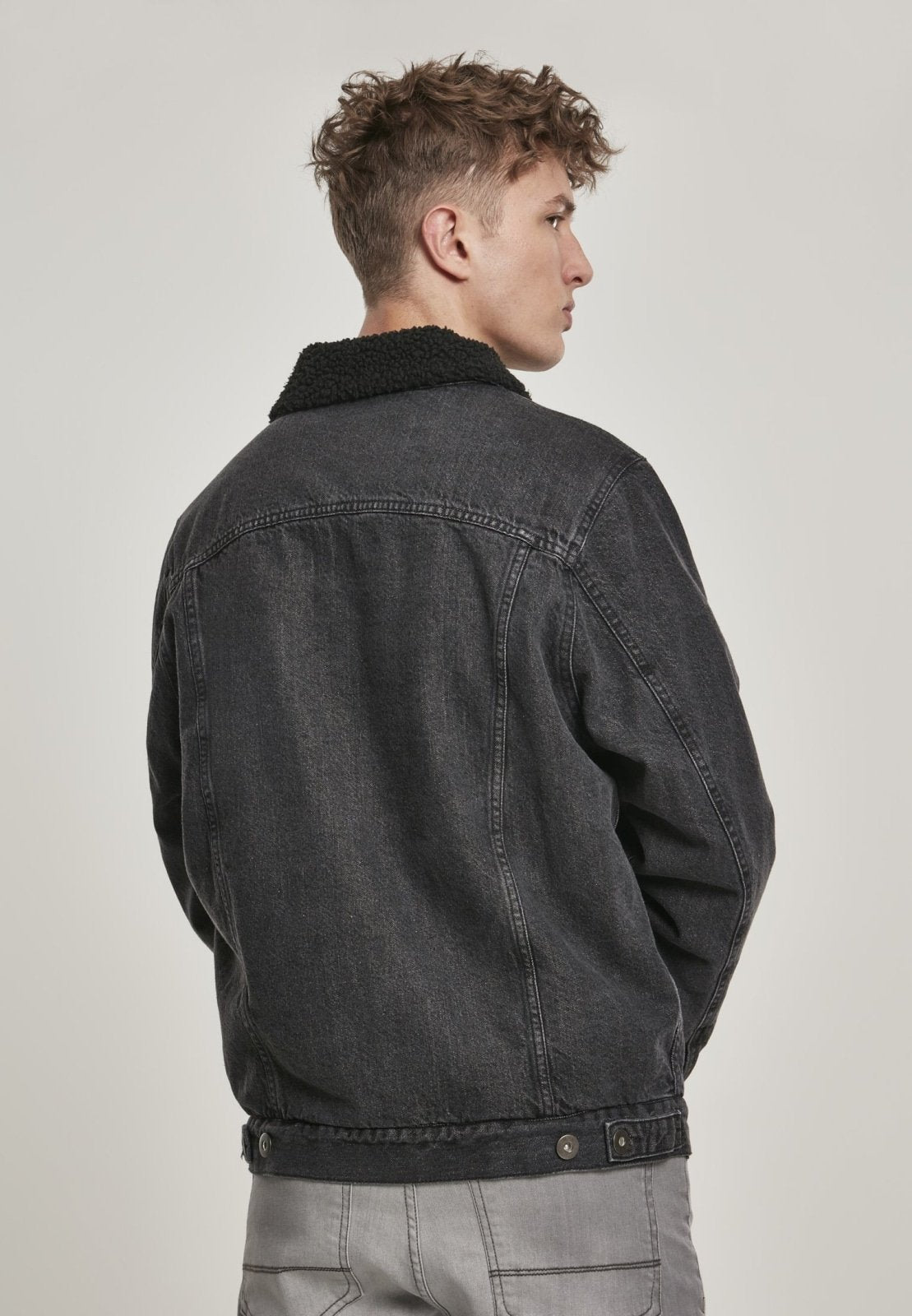 Sherpa Lined Jeans Jacket - Black Wash